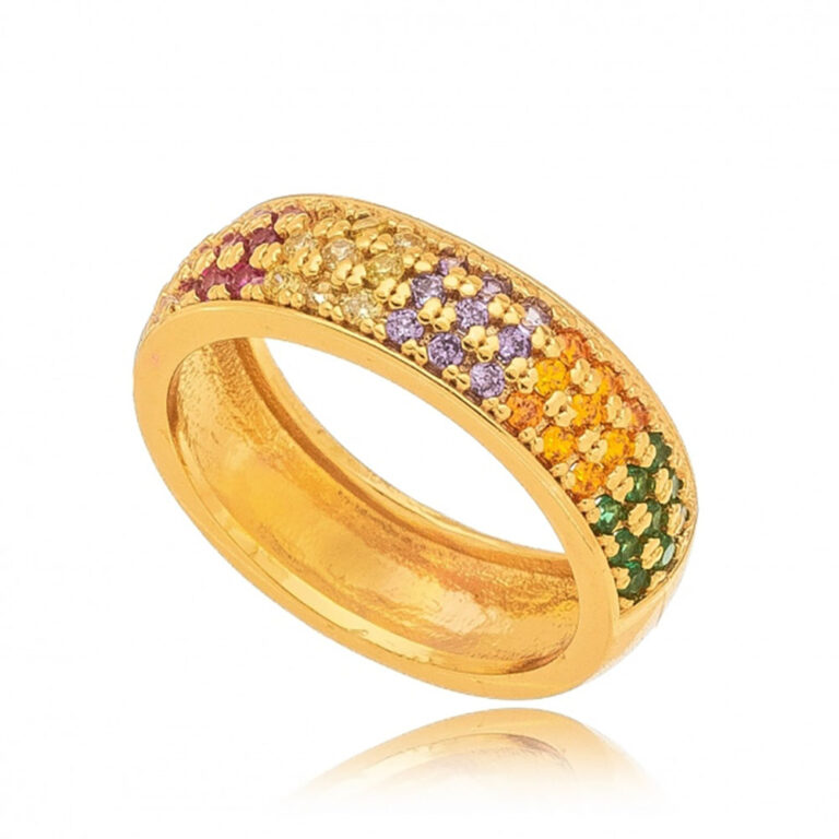 Anel Falange Cravejado Color Gazin Banhado a Ouro 18K 00015100