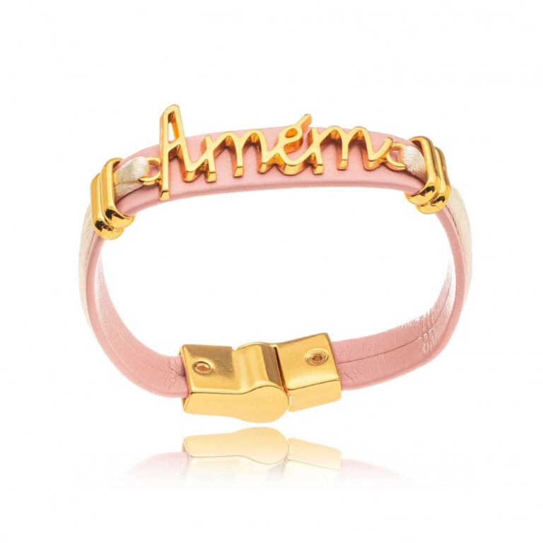 Pulseira Amém Lisa Rose Color Gazin Banhado a Ouro 18K 00015185