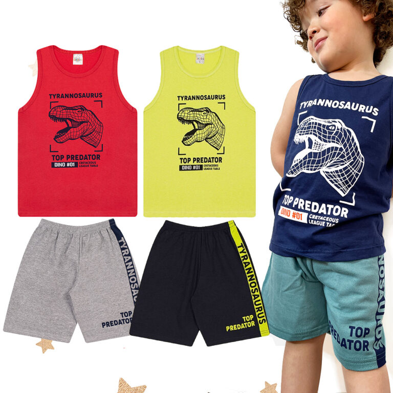Kit 3 Conjuntos Infantil Menino 6 Peças Camisetas e Shorts